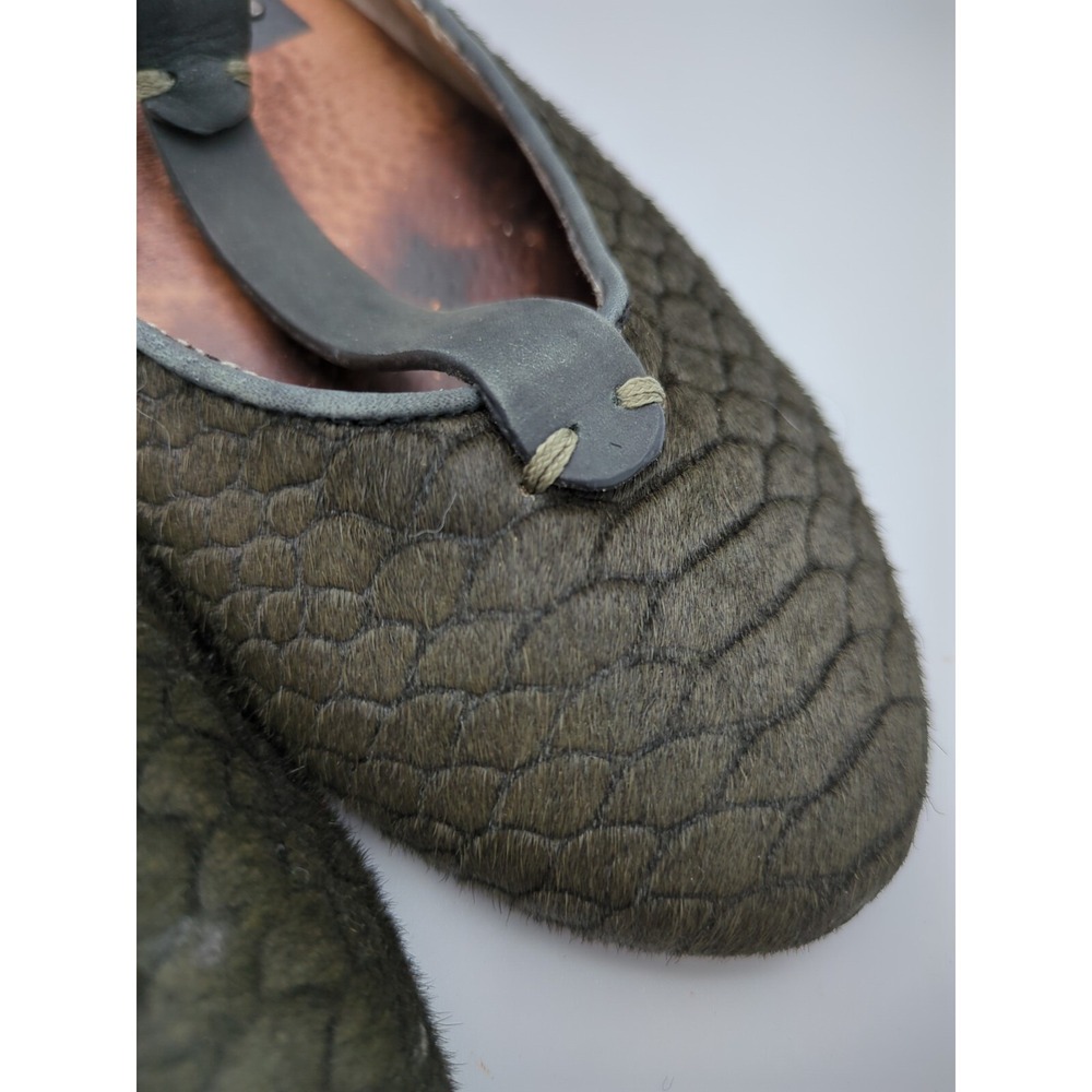 Anthropologie Matt Bernson Calf Hair Flats Womens 7.5 Black Textured Geometric - Picture 3 of 16